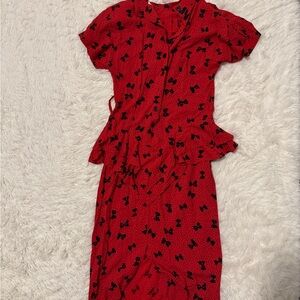 Red Dress with Black Bow Pattern